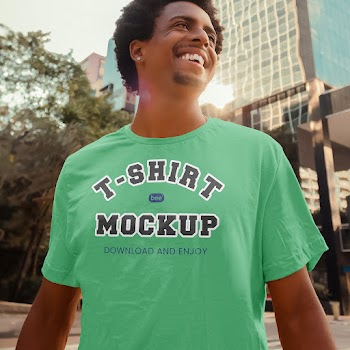 Free Men T-Shirt in City Mockup