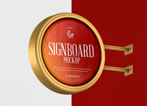 Free Metallic Round Signboard Mockup PSD signboard mockup 