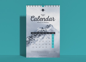 Free Modern 2020 Wall Calendar Mockup For Designers calendar 