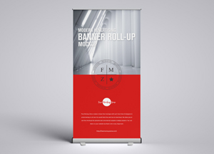 Free Modern Advertising Banner Roll-up Mockup mode ert banner roll-up fm 