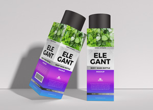 Free Modern Body Wash Bottle Mockup For Packaging ele ele gant gant ele gant 
