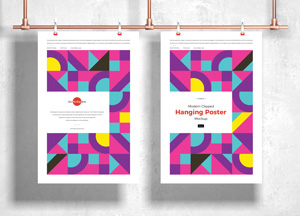 Free Modern Clipped Hanging Poster Mockup Vol 2 hanging poster 