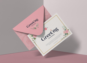 Free Modern PSD Greeting Card Mockup greet'ng greet ng 