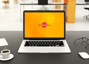 Free Modern Workplace Laptop Mockup 