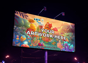 Free Night Scene Advertisement Billboard Mockup 2018 your artwork here www.ec 