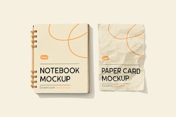 Free Notebook with Card Mockup