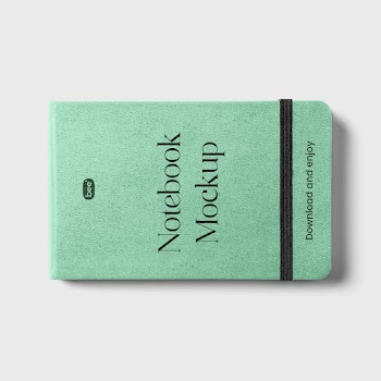 Free Notebook with Rubber Mockup