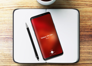 Free Notebook With Samsung Galaxy S9 & S9+ Mockup 2018 galany ss. 