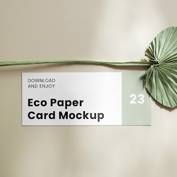 Free Oblong Card with Leaf Mockup