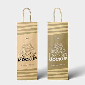 Free Oblong Gift Bag Mockups
