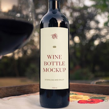 Free Oblong Wine Label Mockup
