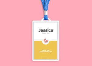 Free Office Name Tag Badge Mockup PSD jessica name tac 