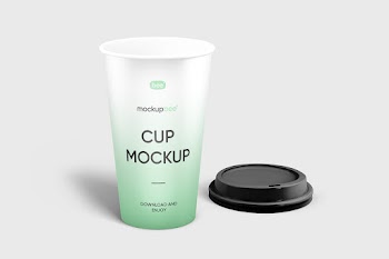 Free Open Cup with Lid Mockup