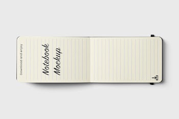Free Open Notebook with Rubber Mockup