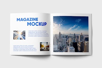 Free Open Square Magazine Mockup