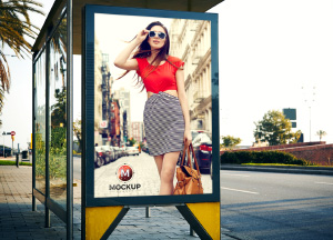 Free Outdoor Advertisement Bus Stop Billboard Mockup m mockup 