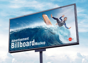 Free Outdoor Advertisement Sky Billboard Mockup PSD advertisement billboardmockup 
