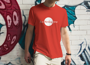 Free Outdoor Boy Wearing TShirt Mockup 