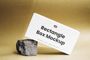 Free Paper Box on Rock Mockup