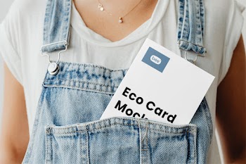 Free Paper Card in Dungarees Mockup