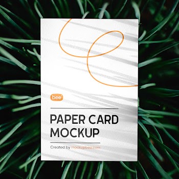 Free Paper Card in Grass Mockup