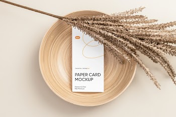 Free Paper Card on Plate Mockup