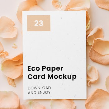 Free Paper Card with Flower Petal Mockup
