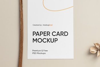 Free Paper Card with Leaf Mockup