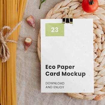 Free Paper Card with Pasta Mockup