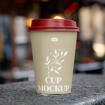 Free Paper Cup on Street Mockup