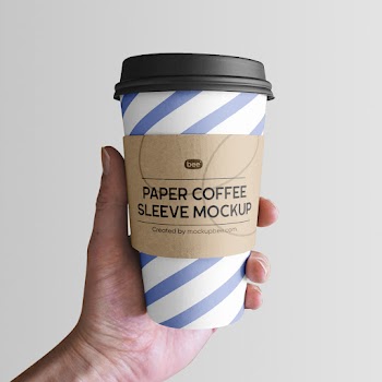 Free Paper Cup with Sleeve Mockup