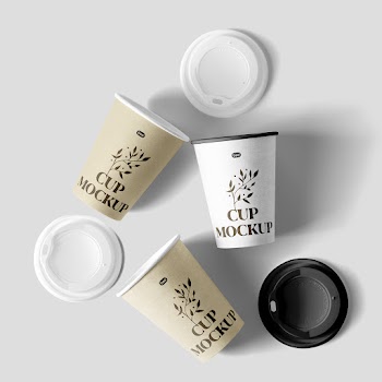 Free Paper Cups Scene Mockup