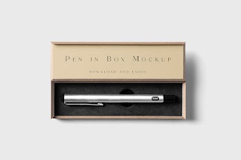Free Pen in Box Mockup