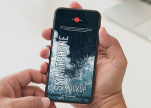 Free Person Holding Smartphone Mockup smockup smartphone 