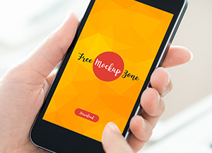 Free Person Holding Smartphone Mockup with Front Screen free mockap zone 