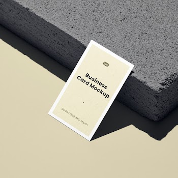 Free Perspective Business Card with Brick Mockup