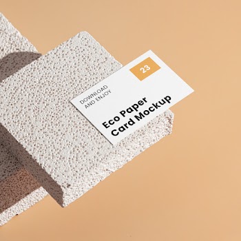 Free Perspective Business Card with Brick Mockup