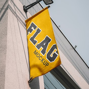 Free Perspective Flag Mockup