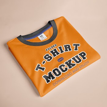 Free Perspective Folded T-Shirt Mockup