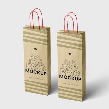 Free Perspective Long Paper Bag Mockups