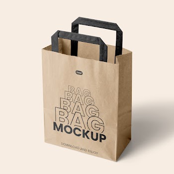 Free Perspective Paper Bag Mockup