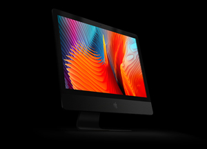 Free Perspective View iMac Pro Mockup PSD 