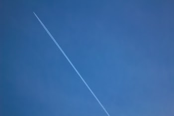 Free Photo of airplane, contrails, blue