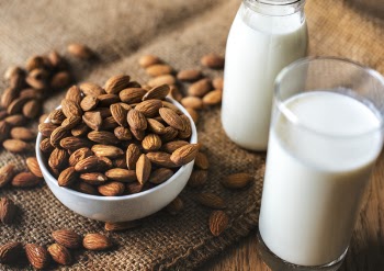 Free Photo of almond milk, bottle, bowl