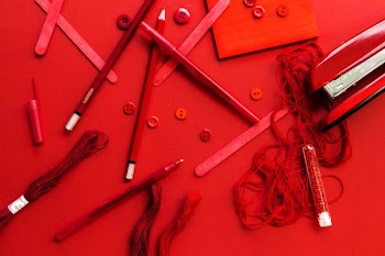 Free Photo of art, red, flatlay