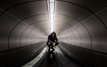 Free Photo of black and white, tunnel, people