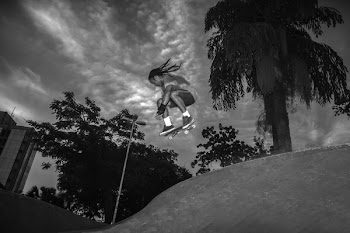 Free Photo of black white, skateboarder, jump