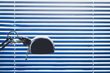 Free Photo of blue, blinds, lamp