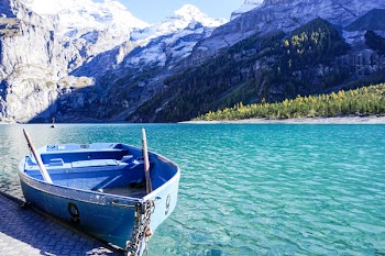 Free Photo of boat, lake, mountain