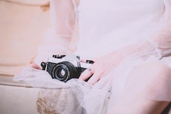 Free Photo of bride, camera, photographer